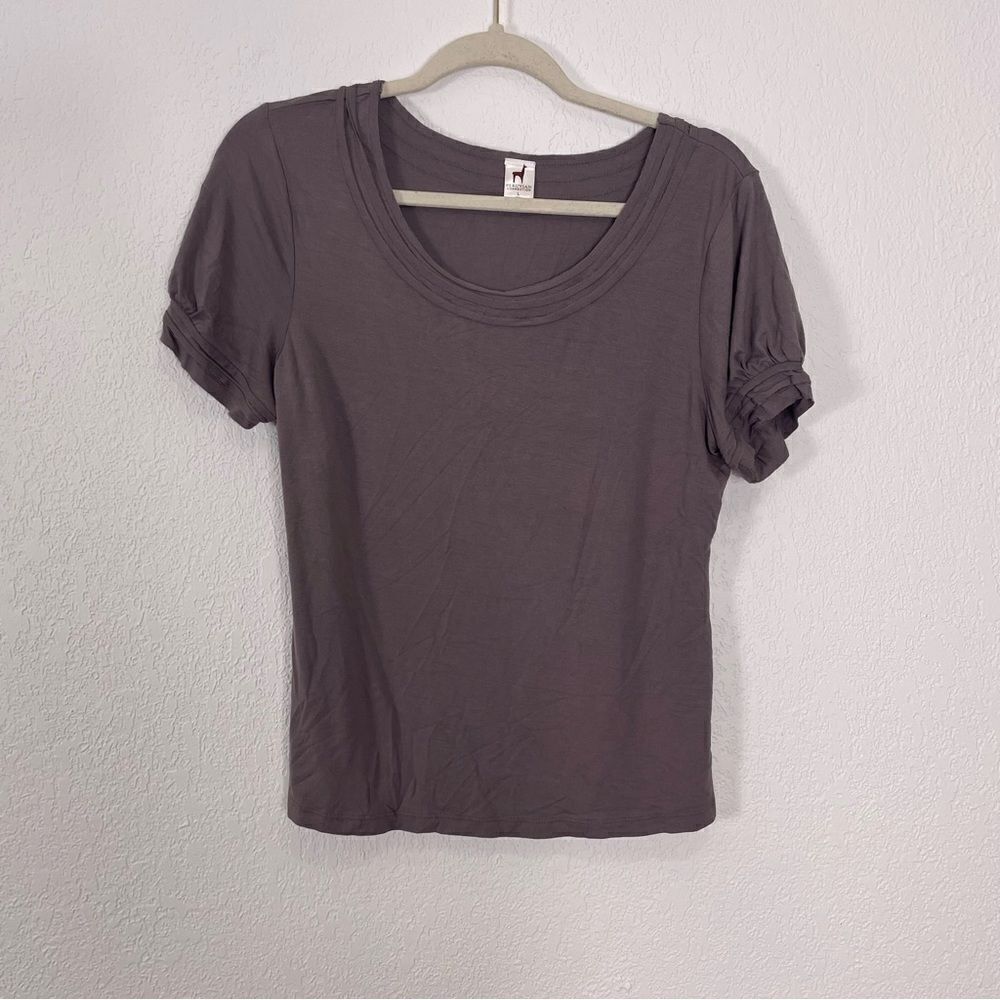 Peruvian Connection Light Purple Scoop Neck Short Sleeve Top‎